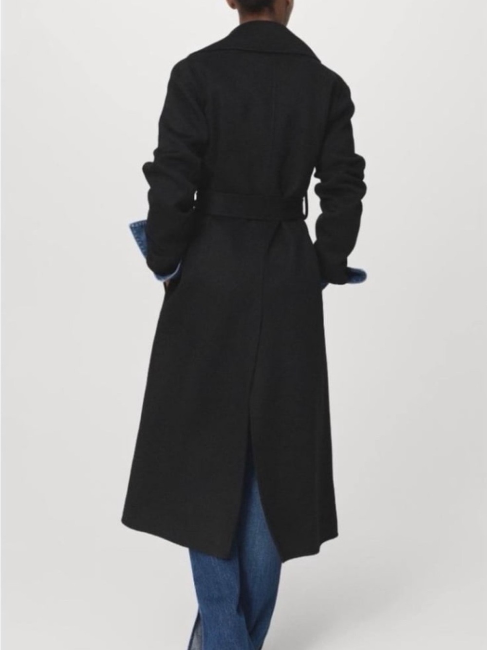 New Mango wool Black Belted Coat size XS - Picture 9 of 12